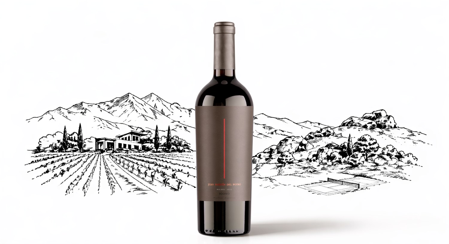 El Malbec Ícono entre el viñedo de Mendoza y la cancha de tenis